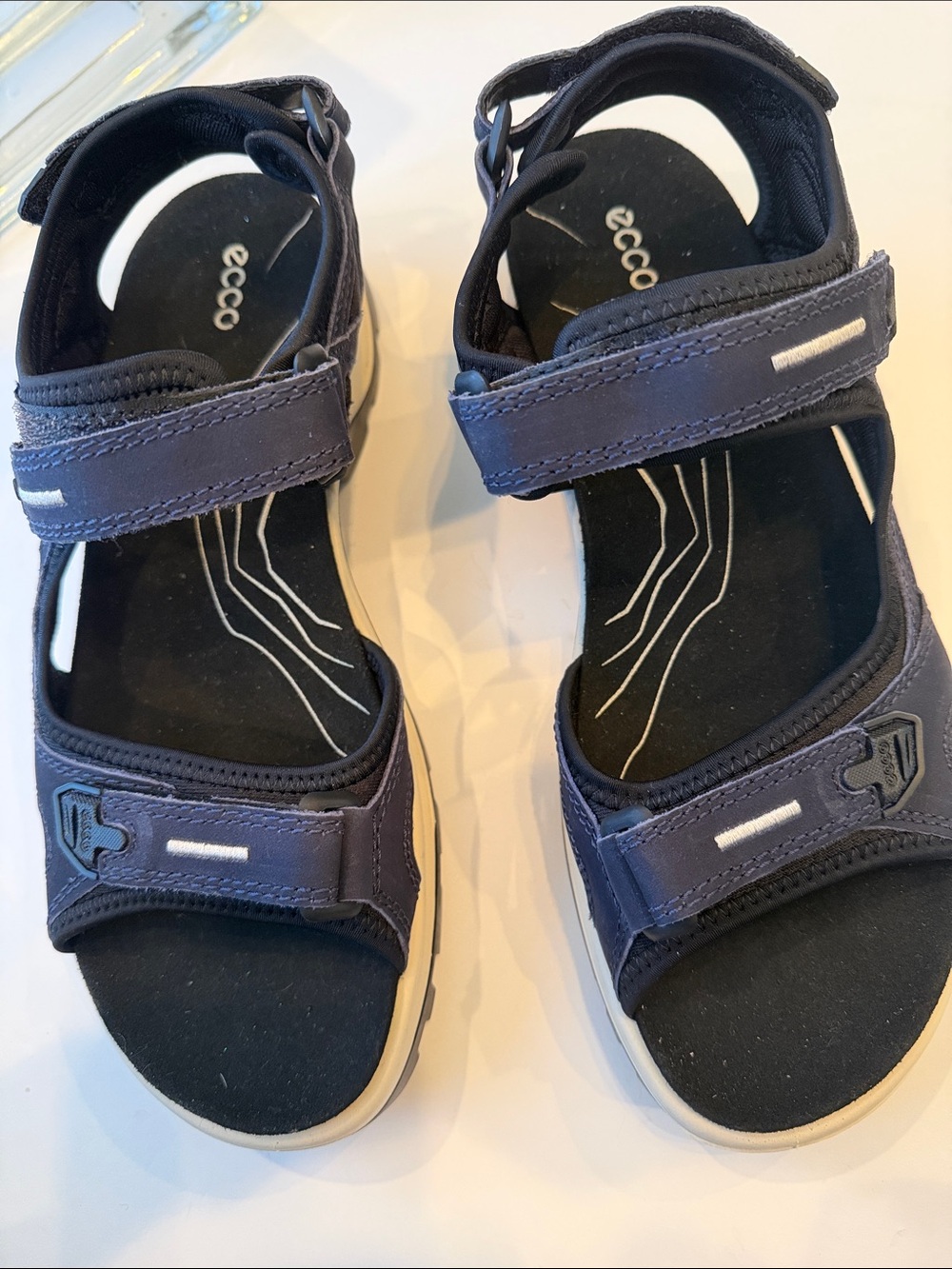 Ecco Women’s Navy Blue Open-Toe Adjustable Strap Sandals